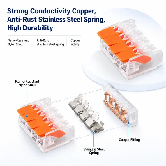 Electrical Cable Connectors 50PCS 2/3/4/5 Port Lever Wire Connector Quick Splice Electrical Wire Terminal 32A 450V 0.15-4mm2 Kit