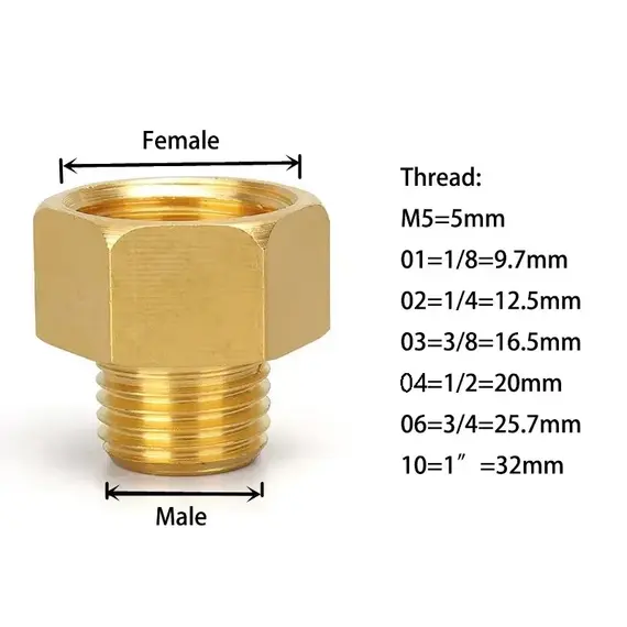 1/8" 1/4" 3/8" 1/2" Male to Female Thread Brass Pipe Connectors Brass Coupler Adapter Threaded Fitting