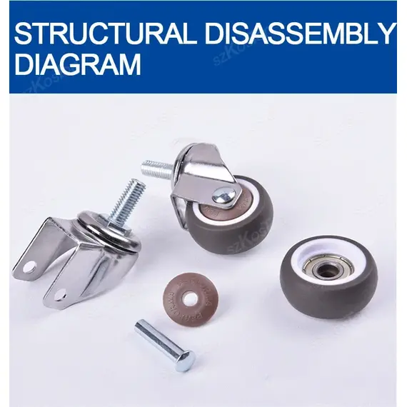 4pcs Furniture Casters Wheels Soft Rubber Swivel Caster Quite Roller Wheels for Trolley Baby Crib Bed Wheels Household Accessory