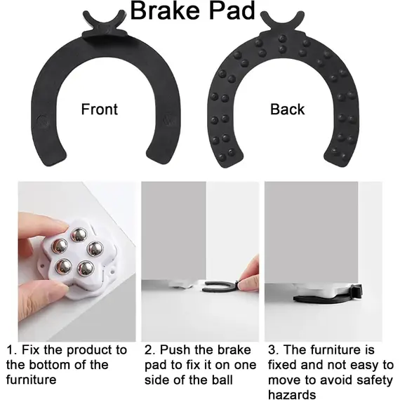 4PCS Self Adhesive Caster Wheels Super Load-bearing 5 Beads Universal 360° Rotating Wheels For Home Appliances Storage Boxes