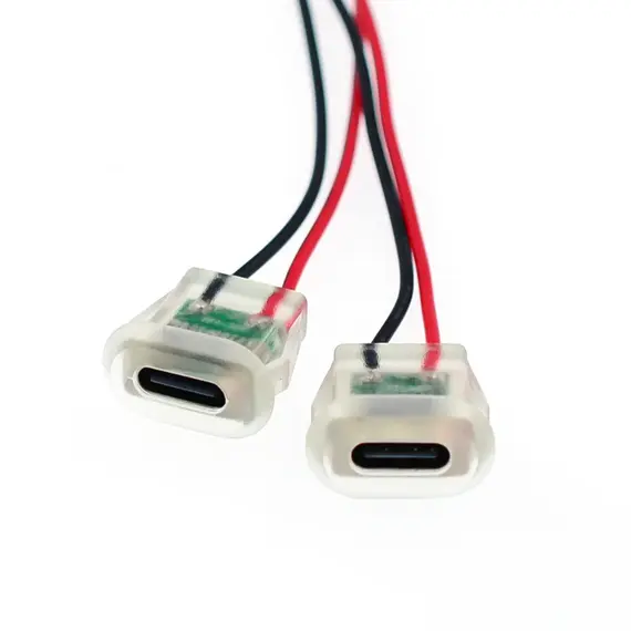 2pin USB Type C 5A Input Type Charging Socket With LED Lights Plate Waterproof USB-C Power Port TYPE-C Female Connector Jack