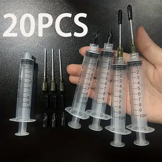 20PCS Dispensing Needle Tube Set - Multi-Purpose Syringe, Durable Material, With Needle Tube, Needle, Silicone