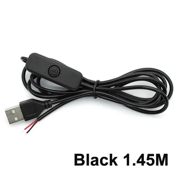 1/5/10PCS 5V Switch Power Supply Wire USB Male to 2 Core Connection Cable 501 Button ON OFF For LED Strip Lamp Bulb Light DIY
