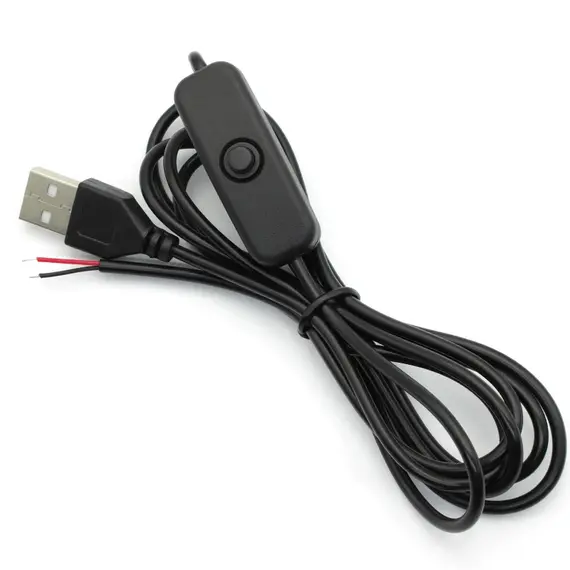 1/5/10PCS 5V Switch Power Supply Wire USB Male to 2 Core Connection Cable 501 Button ON OFF For LED Strip Lamp Bulb Light DIY