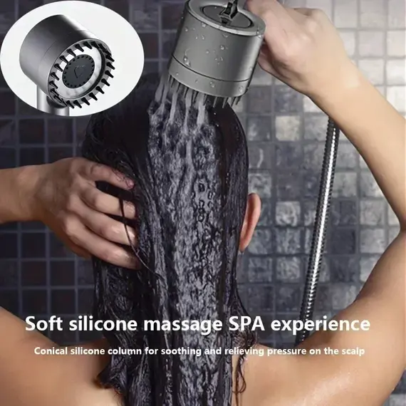 Shower Head with Filter High Pressure Shower Knobs Showers Head One-Key Stop Water Massage Shower System Bathroom Accessories