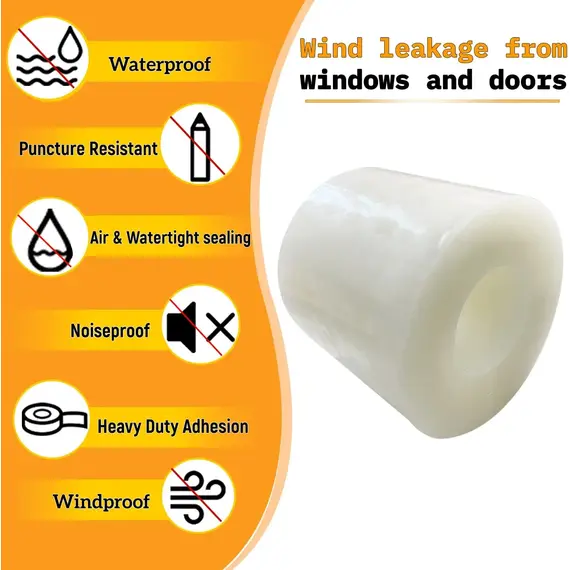 Window Insulation for Winter Weather Sealing Tape Residue Free Clear Window Draft Isolation Sealing Film Tape for Doors Windows
