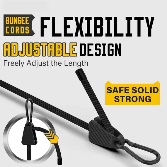 Adjustable Bungee Cord with Hooks 7-48 Inch Heavy Duty Elastic Tie Down Strap for Cargo Camping Bike Rack Tent