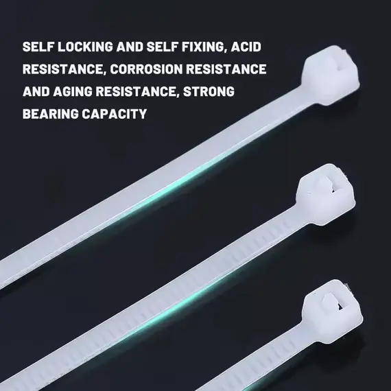 100pcs Self-locking Plastic Nylon Tie Black Fastening Strap Cable-Tie-Set Cable Zip Tie Fastening Ring Zip Wraps Strap Tie Wandu