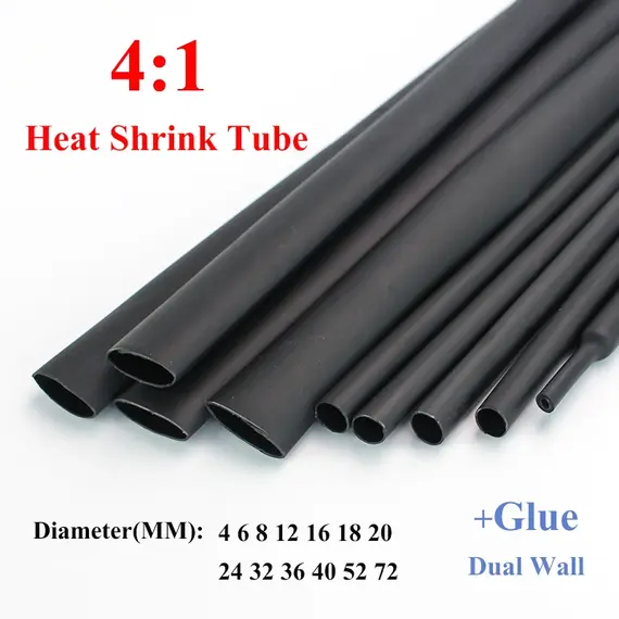 1 Meter 4:1 Thermoretractile Heat Shrinkable Tubing Heat Shrink Tube With Glue Dual Wall Tubing Diameter 4 6 8 16 24 40 52 72