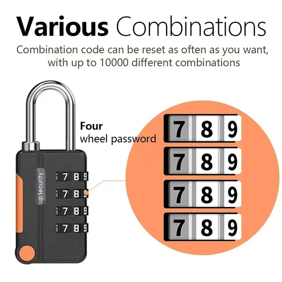 Anti-theft 4 Digit Combination Lock Customs Password Lock Suitcase Luggage Coded Lock Cabinet Lock Contrast Color Padlock