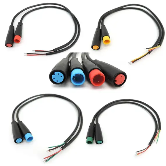 M8 2 3 4 5 6 Pin DC Electric Bicycle Butt Joint Plug waterproof female male Connector Wiring Scooter Brake Cable Signal 20CM