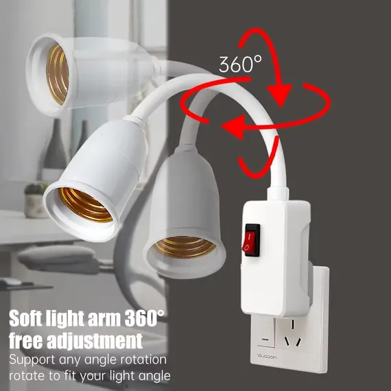 Direct Plug-in Rotary Lamp Head E27 Socket Lamp Bulb Holder with Switch EU Plug Lamp Holder LED Table Lamp Led Base Lamp Base