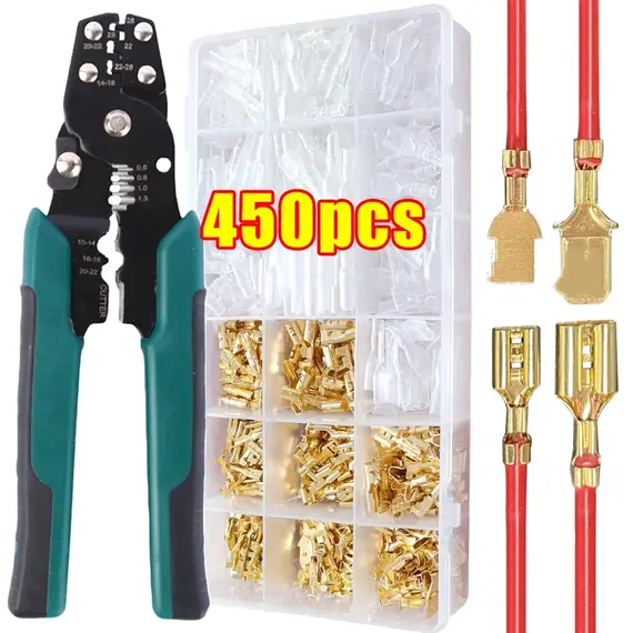 Wire Crimp Terminals Set 2.8/4.8/6.3mm Male Female Wire Spade Connectors with Insulated Sleeve Electrical Conector Box