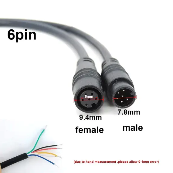 M8 2 3 4 5 6 Pin DC Electric Bicycle Butt Joint Plug waterproof female male Connector Wiring Scooter Brake Cable Signal 20CM