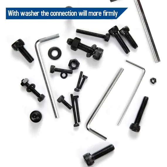 1060pcs M2 M3 M4 M5 Hex Socket Screw Set Carbon Steel Flat Round Cap Head Screws Bolts and Nuts Assortment Kit with Storage Box