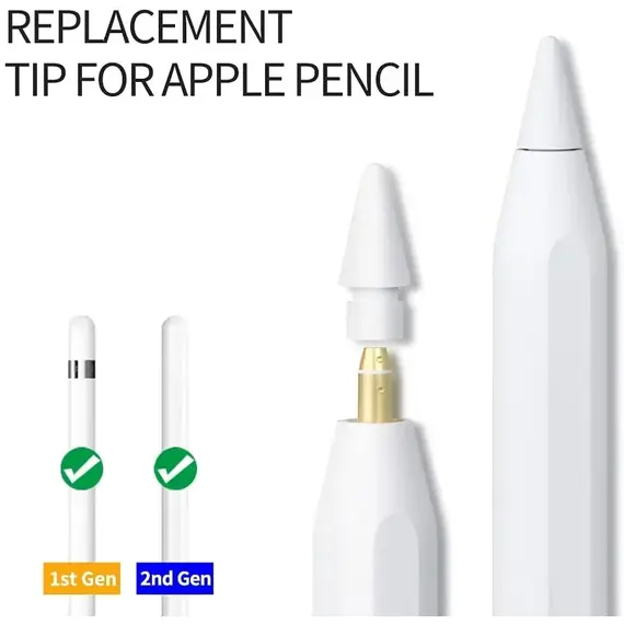 Replacement Pencil Tips for Apple Pencil 1st 2nd Generation iPencil Smooth Spare Nibs for iPad Pro Pencil 1/2 Stylus Fine Nib