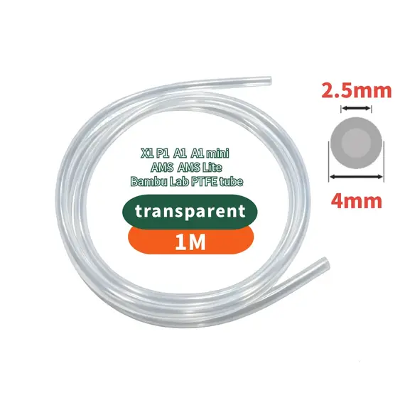 1/2/4M Bowden Extruder PTFE Tube for J-Head/Ender 3/Bambu Lab P1P AMS A1 Mini 1.75mm Filament ID 2/2.5mm OD 4mm Teflon Pipe