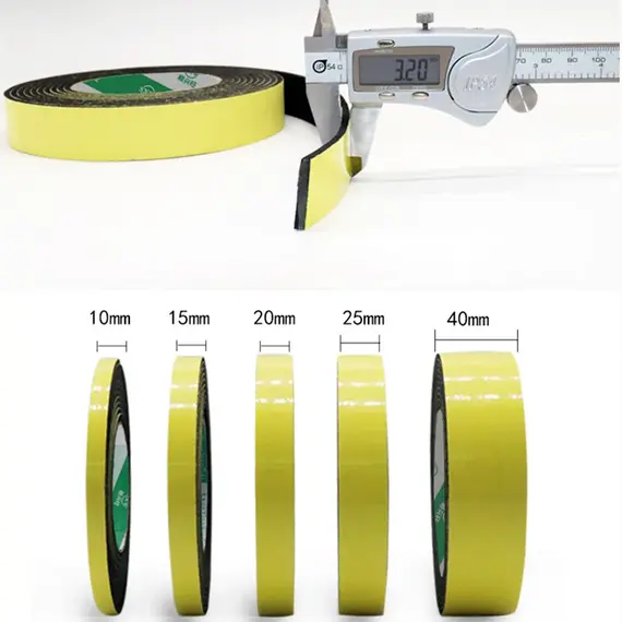 10M EVA black foam sponge rubber strip tape Strong adhesive Anti-collision Waterproof Window Door Seal Strip Weather Stripping