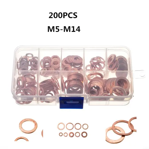 300/280/200/100Pcs Washer Copper Sealing Solid Gasket Washer Sump Plug Oil For Boat Crush Flat Seal Ring Tool