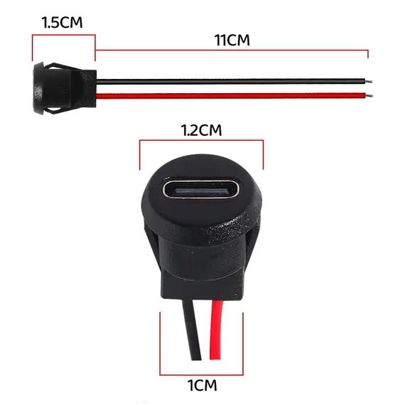1-10pcs Type-C Female 2 Pin USB Type C Connector Female Socket Waterproof Jack Fast Charging Port 3A USB-C Charger Plug Socket