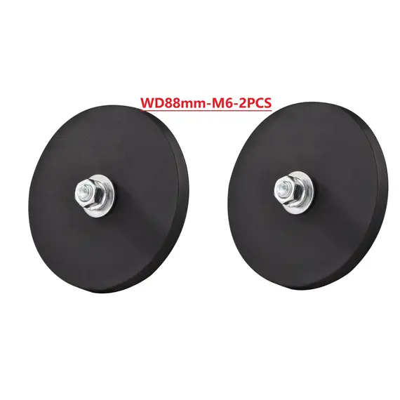 66mm 88mm 2pcs M6 Strong Rubber Bolt Magnetic Base With Screws and Washers Magnetic for Work Light SUV Offroad Light Stand Fixed