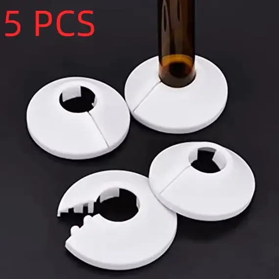 5PCS Radiator Pipe Collars Shower Faucet Angle Valve Pipe Decorative Cover Snap-on Plastic Rings Spout Guards For Drainage Pipe