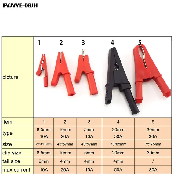 10A 20A 30A 50A Alligator Clip Crocodile Adapter 2MM 4MM Banana Plug Probe Clip for Multimeter Pen Test Lead Cable Insulated