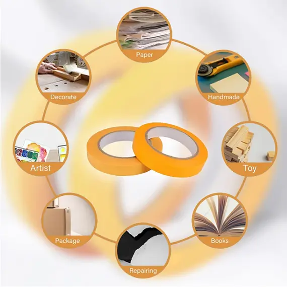 1Rolls 18-50m Model Masking Tape DIY Yellow Masking Tape Width 2/3/6/8/10/12/18/30/50mm