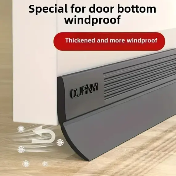 1M1-4piece Thickened Door Bottom Seal Strip Self-Adhesive Silicone Rubber Weatherstrip Soundproof Windproof Dustproof Gap Sealer
