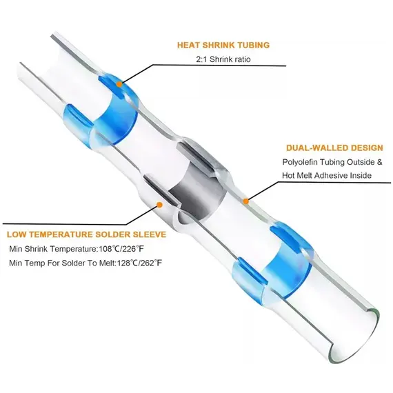 50-1000pcs Heat Shrink Solder Seal Wire Connectors Kit Waterproof Butt Electrical Terminals Insulated Splice Marine Automotive