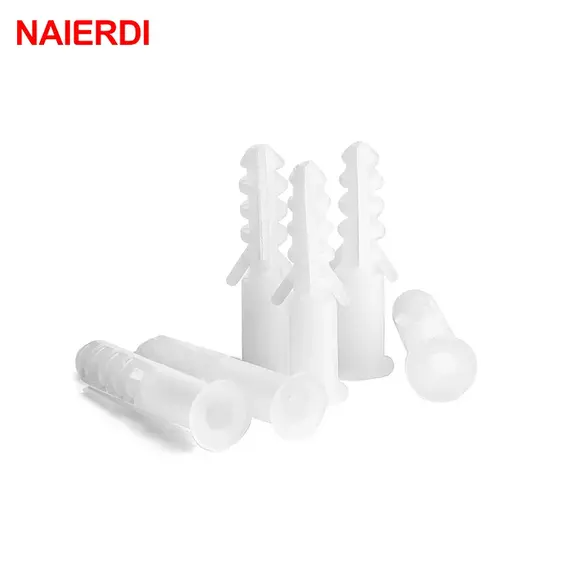 NAIERDI 50PCS 5-8mm Screws M5-M8 Rubber Expansion Pipe Flat Round Head Self-Tapping Screw Nylon Tube Wall Wood Hardware Tool