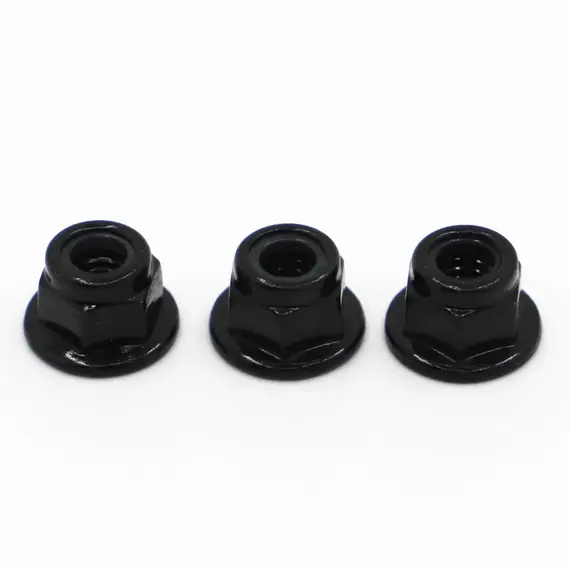 10pcs M3 M4 M5 M6 M8 Black Carbon Steel Hex Flange Nylon Insert Lock Nut Self-locking Nylock Locknut