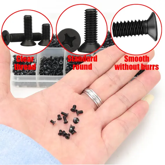 860pcs-Miniature Computer Screw Set, Miniature Eyeglass Screws M1.2 M1.4 M1.7 M2 M2.5 M3, Electronic Screws for PCs and Laptops