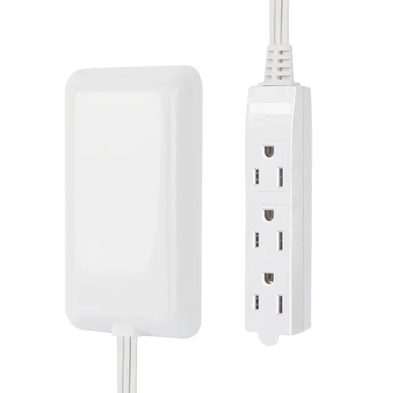 Flat-Face Outlet Extender with 3 Receptacles, Ultra-Thin Wall Plate Plug with Cord Extender and 3-Outlet Power Strip,1650W，125V