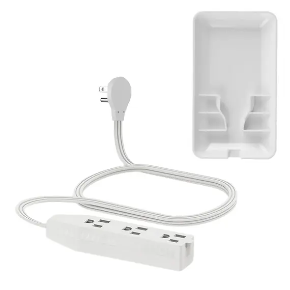 Flat-Face Outlet Extender with 3 Receptacles, Ultra-Thin Wall Plate Plug with Cord Extender and 3-Outlet Power Strip,1650W，125V