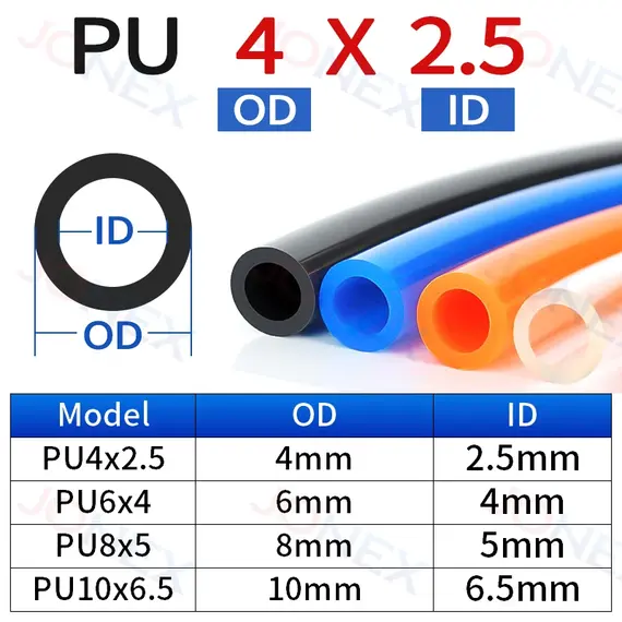 10Meters 4mm 6mm 8mm 10mm Air Hose Pneumatic Tube Pipe Pu Hoses for Compressor Black Blue Orange Transparent Polyurethane Tubin