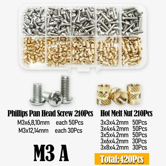 Heat Set Insert Soldering Iron Tip Head M2 M3 M4 Hot Melt Insets Nut Brass Screw Embedded Thread Insertion Kit Plastic 3d Print