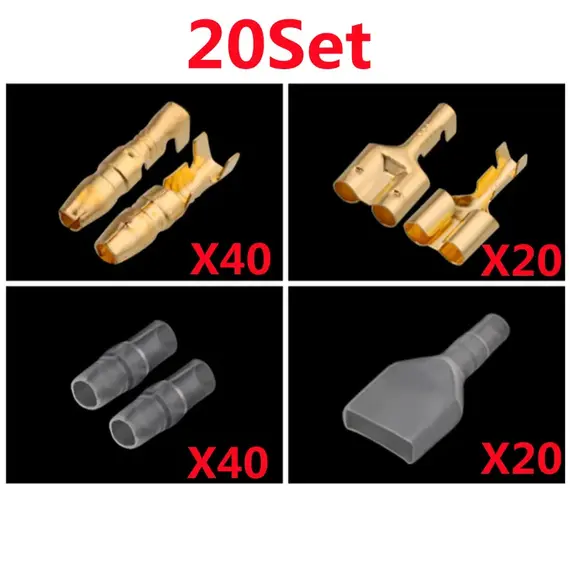 10/20/50Sets 4.0 Bullet terminal Electrical Wire Connector Diameter 4MM Male + Female 1:2 Transparent Sheath