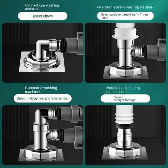 Washing Machine Floor Drain Joint Double Purpose Pipe Connector Dishwasher Universal Hose Adapter Disposer Trap Tool