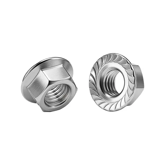 DIN6923 Hexagon Flange Nuts 304 Stainless Steel A2-70 Hex Flange Nut Metric M2.5 M3 M4 M5 M6 M8 M10 M12 M14 M16 M20