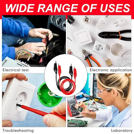 1-20Set Red Black Alligator Clips DIY Test Leads Double-ended Crocodile Test Clips for Multimeter Measure Tool Lead Connector