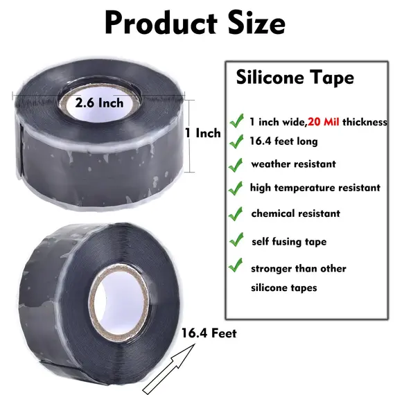 Self Sealing Fusing Silicone Tape,Waterproof Hose Tape Pipe for Water Emergency Pipeline Repair Cable Winding Insulating Red
