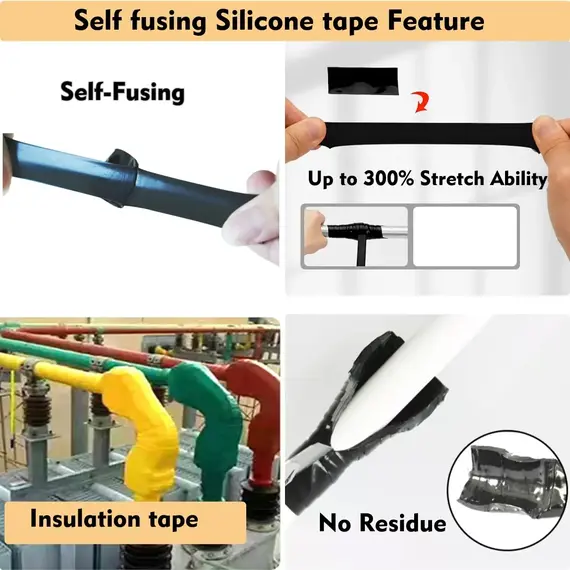 Self Sealing Fusing Silicone Tape,Waterproof Hose Tape Pipe for Water Emergency Pipeline Repair Cable Winding Insulating Red