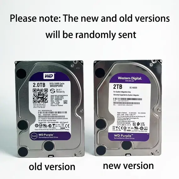 Western Digital 4TB 3TB 2TB 1TB WD Purple Surveillance Internal Hard Drive HDD - SATA 6 Gb/s, 64 MB Cache, 3.5"  1TB-WD10EJRX