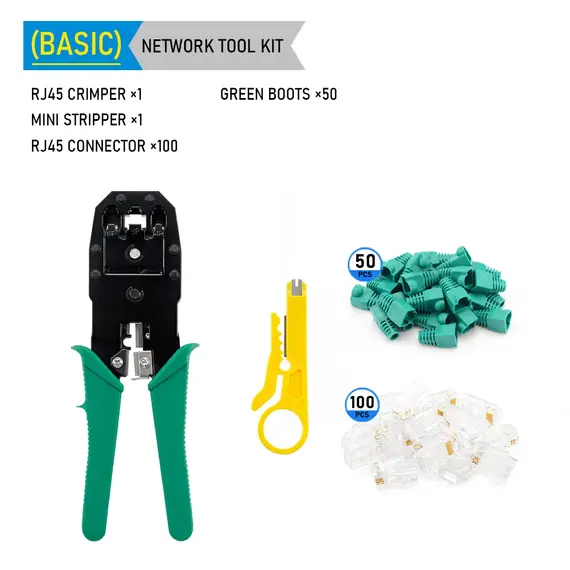 RJ45 Crimper Lan Tester Tool Set Ethernet Cable Stripper Punch Down Tool RJ45 RJ11 Connectors 12 in 1 Cabling Repair Set
