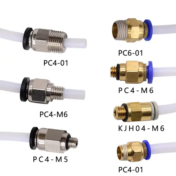 Creativity 3D PC4-M6 PC4-M5 PC4-01 PC6-01 Pneumatic Straight Connector Part Bore 4mm PTFE Tube Filament M6 Feed Fitting Coupler