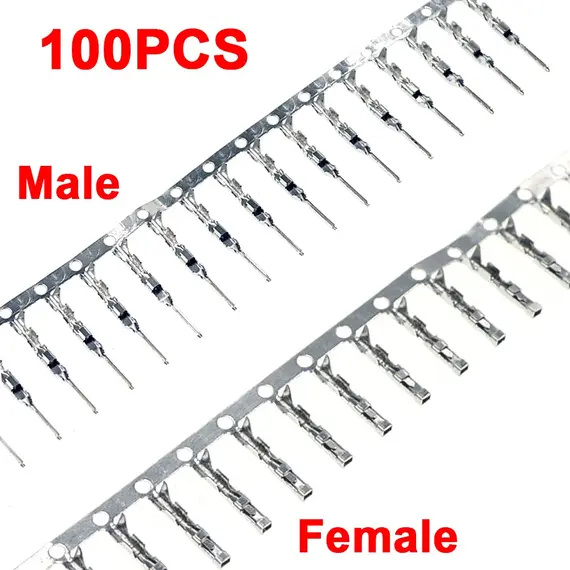 100PCS Dupont Connector 2.54mm Jumper Wire Cable Pin Connector Terminal Female Male Pin Connector for Housing Jumper