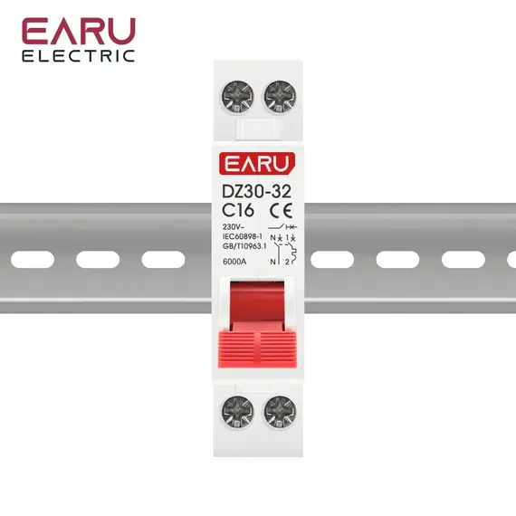 EARU DZ30-32 DPN 1P+N Mini Circuit Breaker MCB 6A 10A 16A 20A 25A 32A Din Rail Mounted Cutout Miniature Household Air Switch OEM