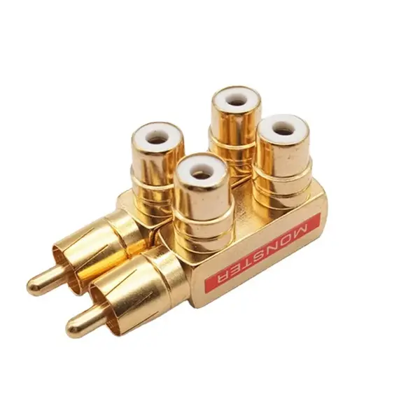 2PCS RCA Adapter Gold Plated AV Splitter 1 Male to 2 Female Connector for Home Theater Speaker Audio Video Equipment,F-TYPE