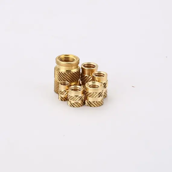 Brass Hot Melt Inset Nuts Heating Molding Copper Thread Inserts Nut SL-type Double Twill Knurled Injection Brass Nut M2M3 100Pcs